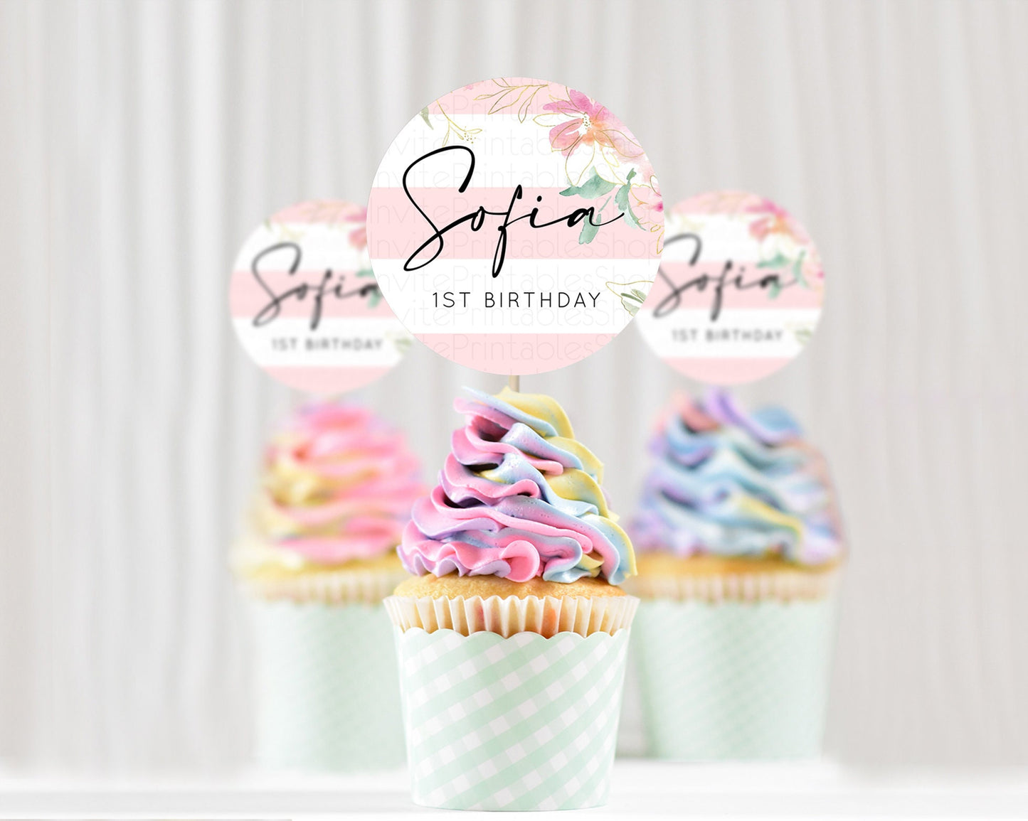 Secret Garden Cupcake Toppers Wildflower Cupcake Toppers Pastel Flowers Cupcake Toppers Enchanted Garden Boho Floral First Birthday D10301