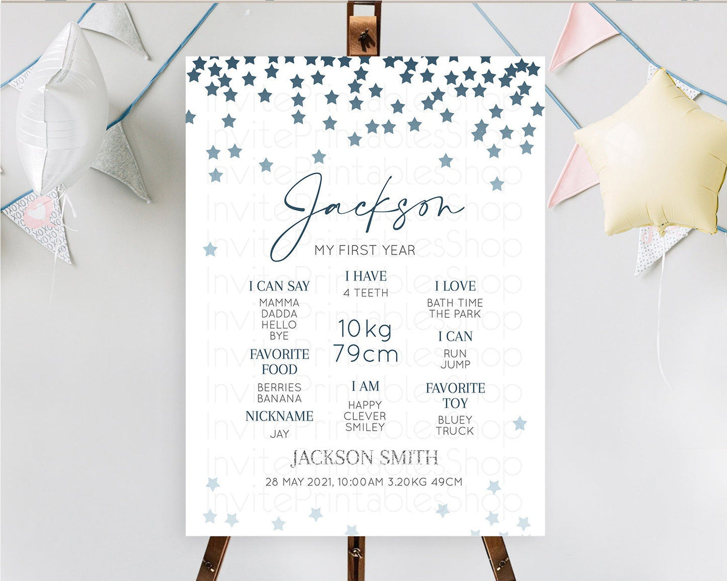 Star First Birthday Milestone Poster Pastel Stars Milestone Shooting Star Rainbow Colorful Confetti Twinkle Little Star 1st Birthday D10308