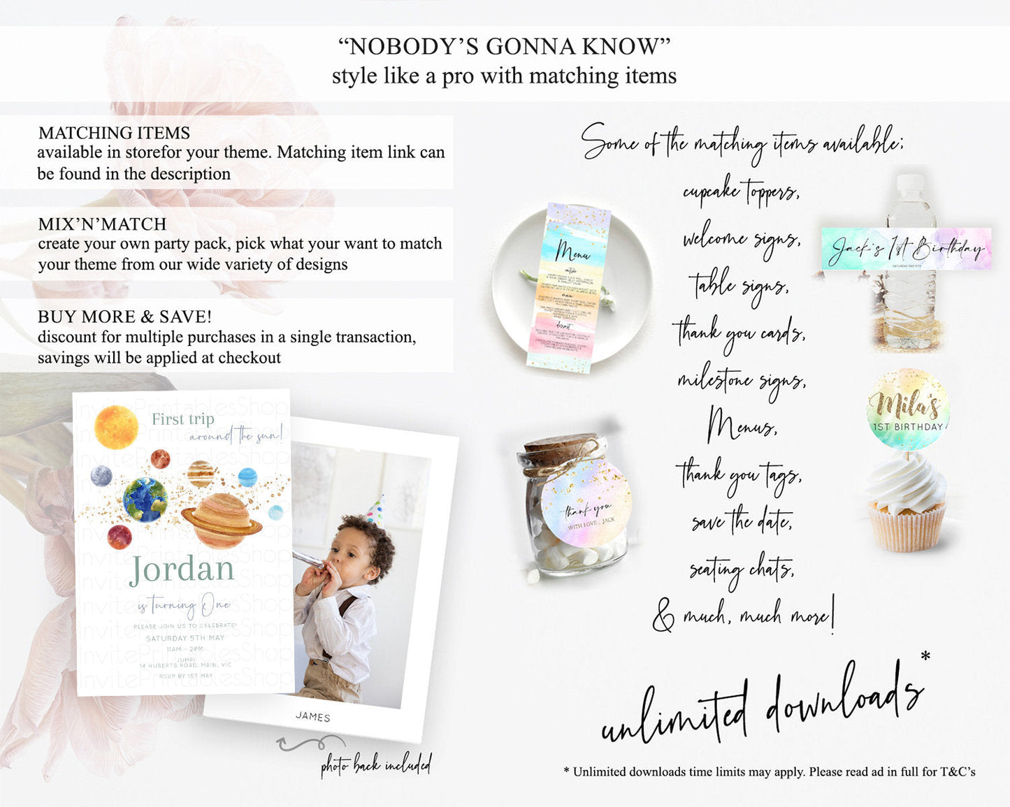 Space Birthday Invitation Space 1st Birthday Invites First Trip Around the Sun Invite Sky Stars Planets Milkyway Solar System Invite D10598