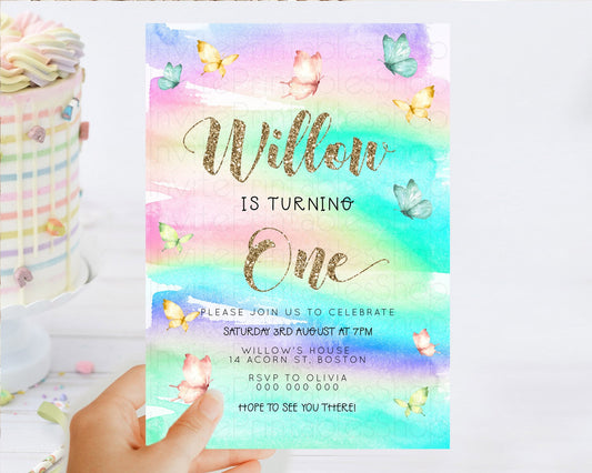 Editable Pastel Butterfly Birthday Invitation Butterfly Birthday Invitation