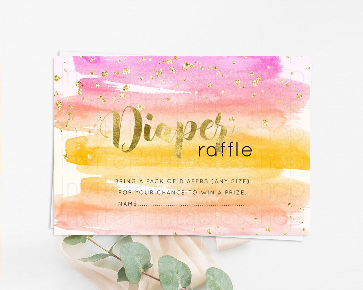 Pastel Diaper Raffle Card Pastel Rainbow Diaper Raffle Insert Colorful Ombre Watercolor Diaper Ticket Confetti Glitter Raffle Game D10520