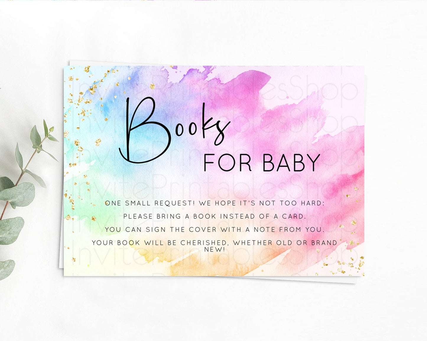 Pastel Books For Baby Card Pastel Rainbow Book Insert Colorful Ombre Watercolor Book Card Confetti Glitter Baby Book Poem Request D10449