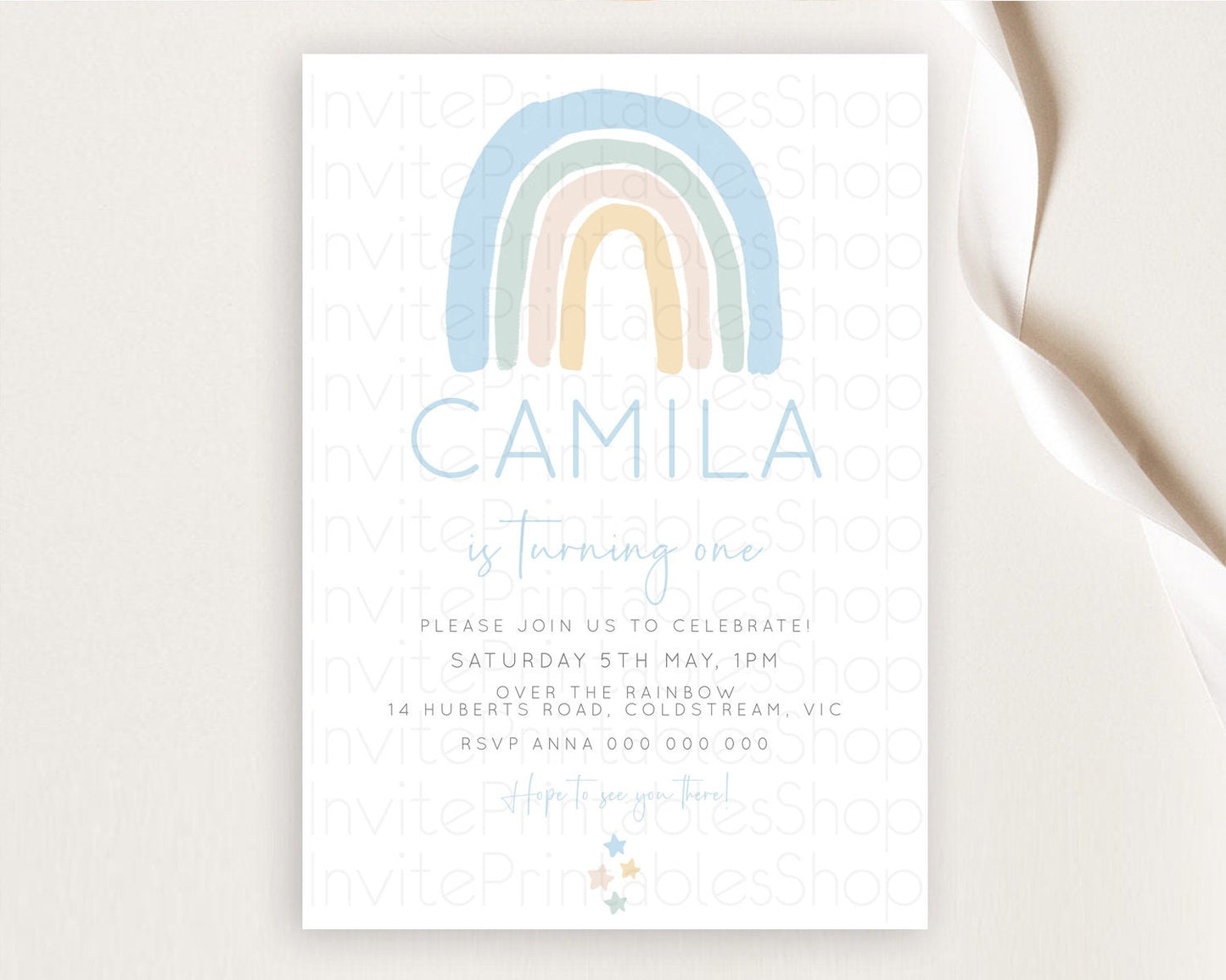 Pastel Rainbow Birthday Invitation Pastel Rainbow Invitation Rainbow Invitation Pastel Invitation Boho Rainbow 1st First Birthday D10200