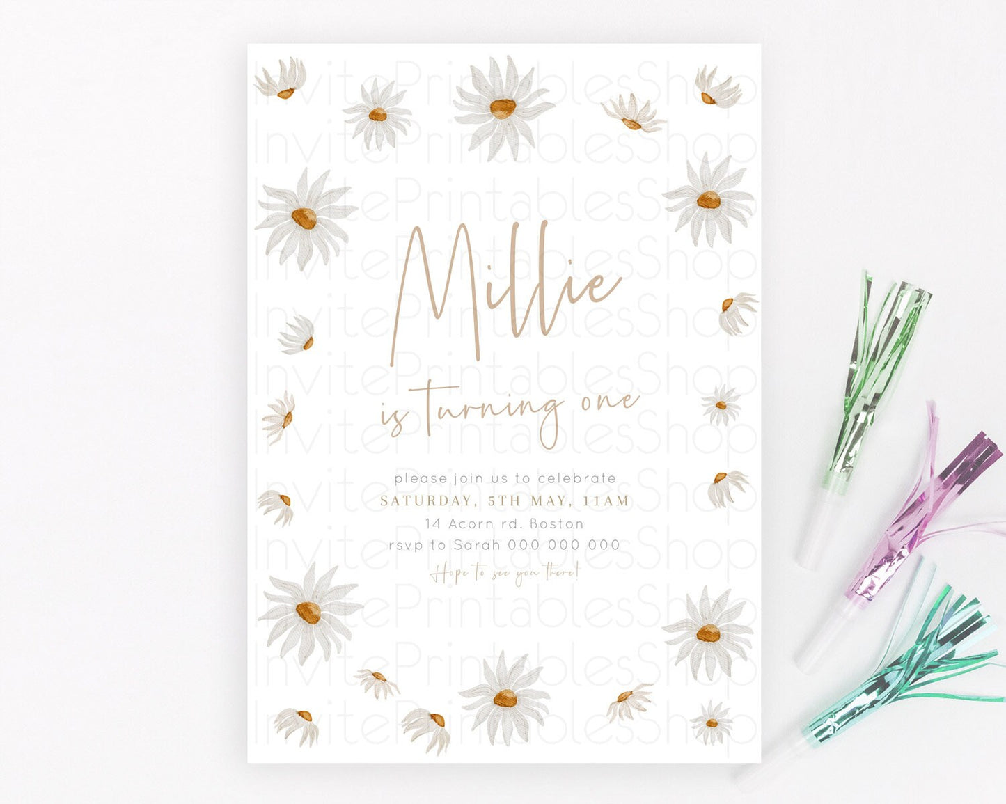 Secret Garden Invitation Wildflower Birthday Invitation Pastel Flowers Invite Enchanted Garden Boho Floral 3rd 2nd First Birthday D23361