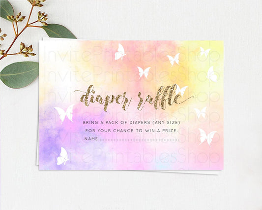 Pastel Diaper Raffle Card Pastel Rainbow Diaper Raffle Insert Colorful Ombre Watercolor Diaper Ticket Confetti Glitter Raffle Game D10435