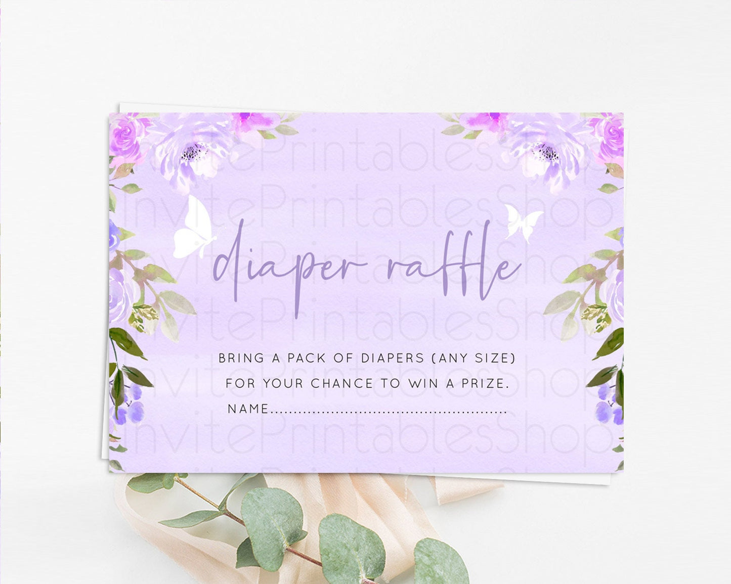 Secret Garden Diaper Raffle Card Boho Wildflower Diaper Raffle Insert Pastel Flower Garden Baby Shower Card Flower Raffle Game D10719