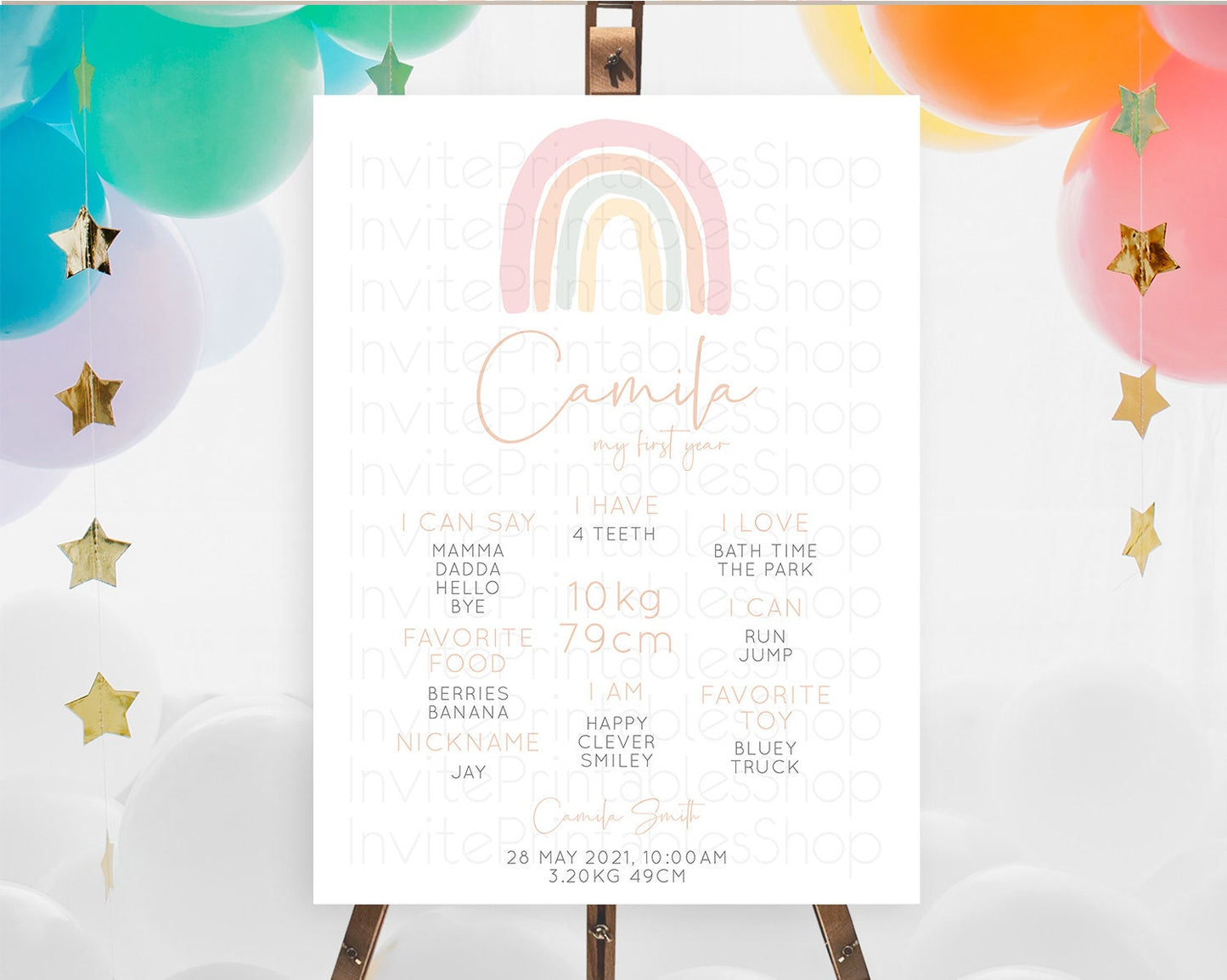 Pastel Rainbow First Birthday Milestone Poster Boho Rainbow Milestone Board Rainbow Milestone Pastel Milestone Rainbow 1st Birthday D10162