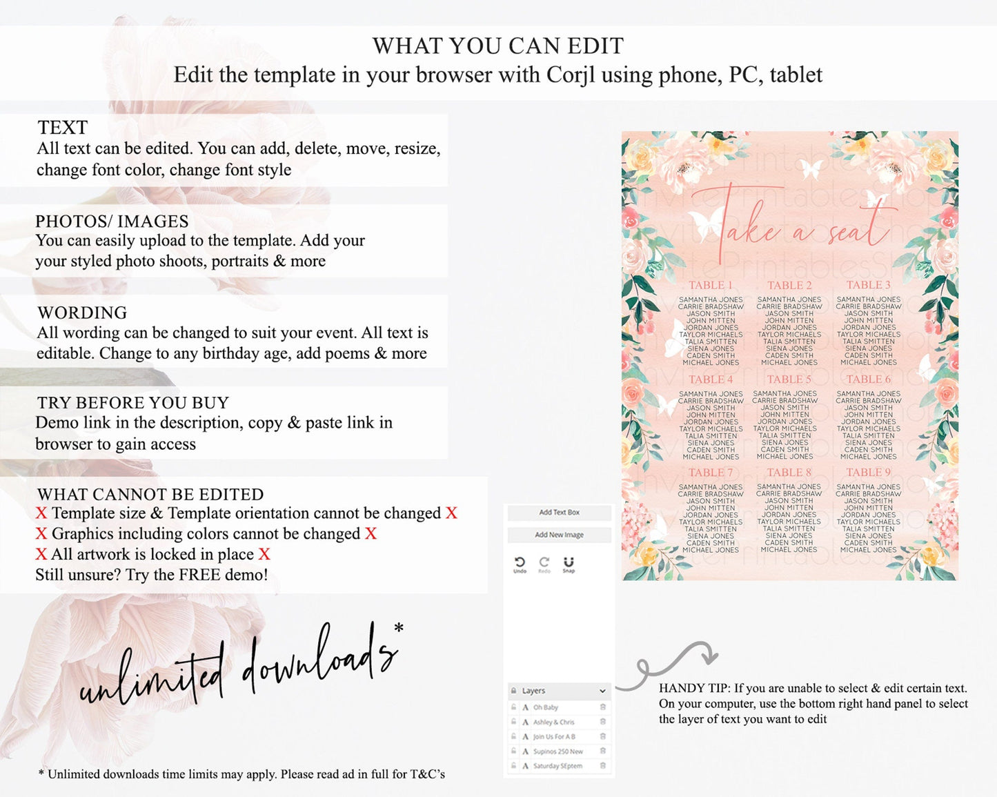 Secret Garden Seating Chart Wildflower Seating Chart Pastel Flowers Seating Chart Enchanted Garden Boho Floral Take A Seat Decor D10245