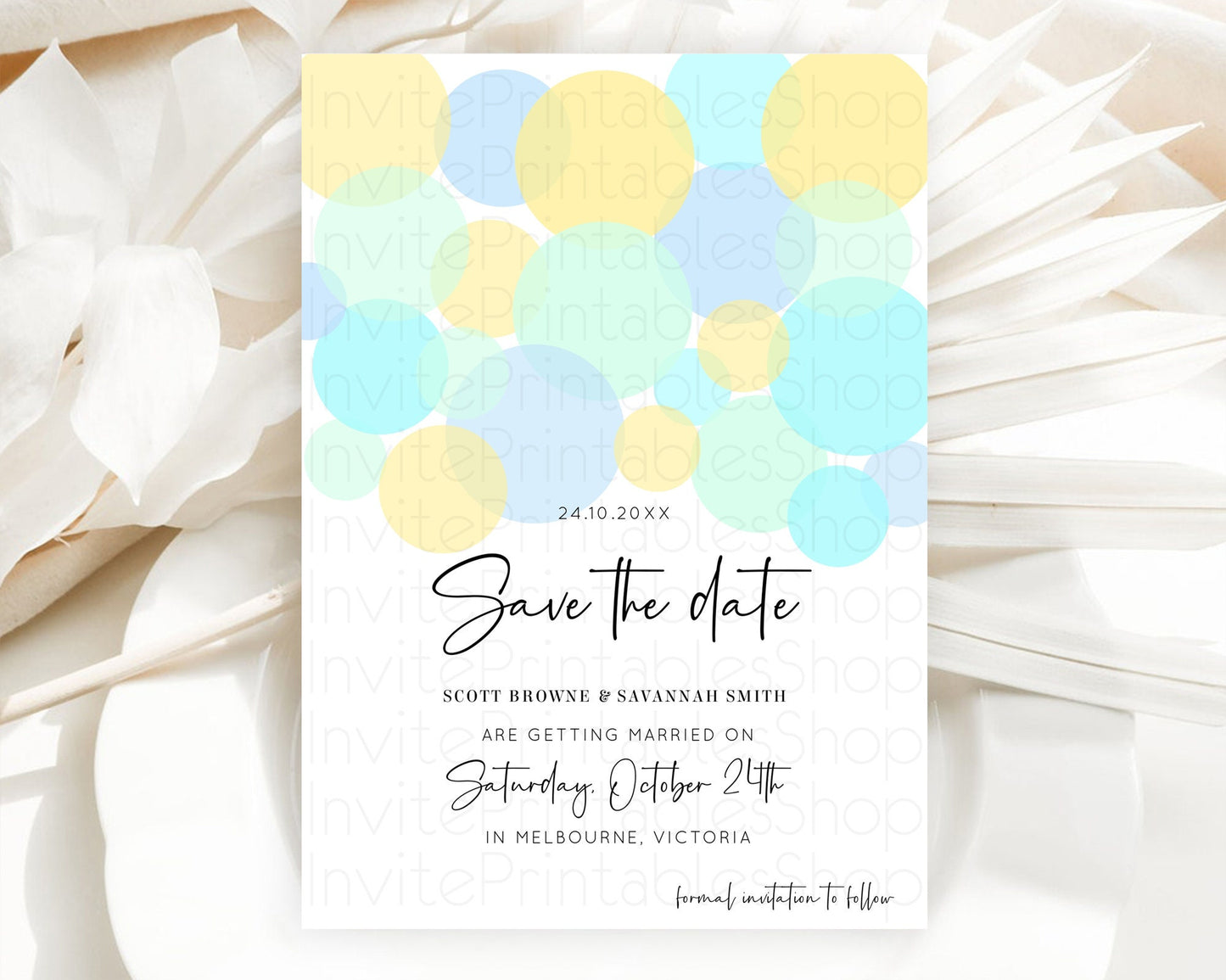 Pastel Confetti Save The Date Template Rainbow Colorful Sprinkles Party For 1st Birthday Baptism Baby Shower Wedding Bridal Shower 100206