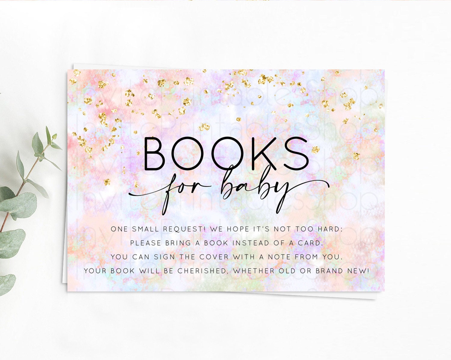 Editable Pastel Books For Baby Card Pastel Rainbow Book Insert Colorful Ombr