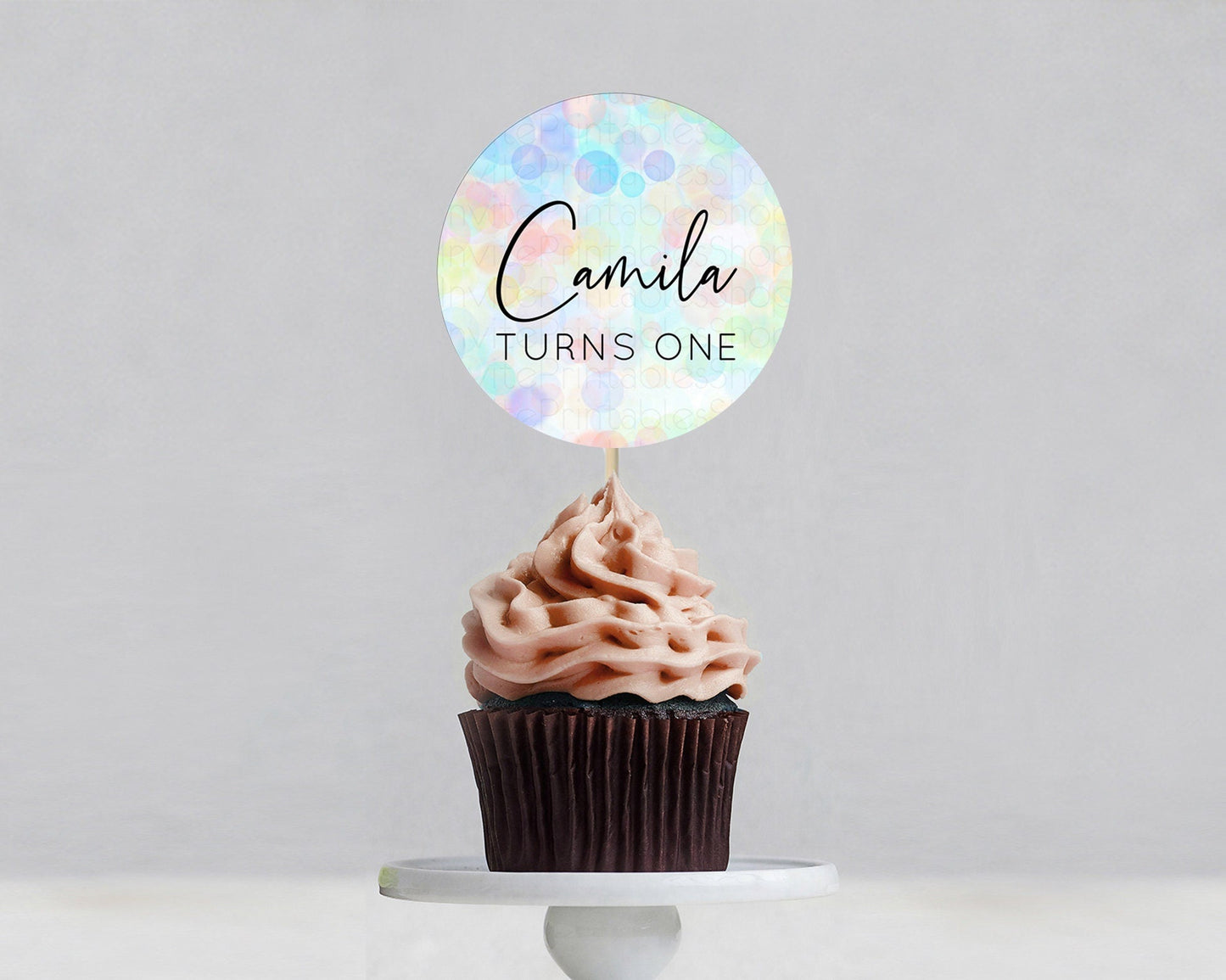 Pastel Cupcake Toppers Pastel Confetti Cupcake Topper Bubbles Sprinkles Colorful Rainbow Confetti Cupcake First Birthday Party Decor D10444