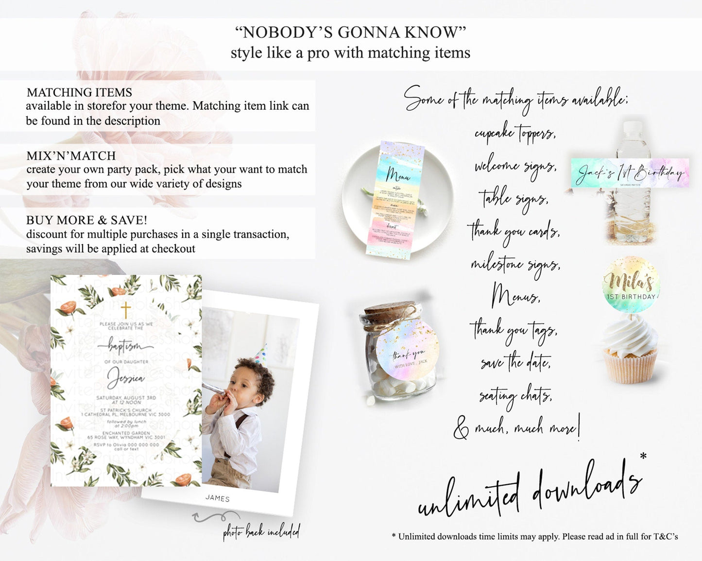 Citrus Baptism Invitation Lemon Orange Baptism 1st Birthday Invitation Citrus Garden Christening Invitation Citrus Floral Religious D10545