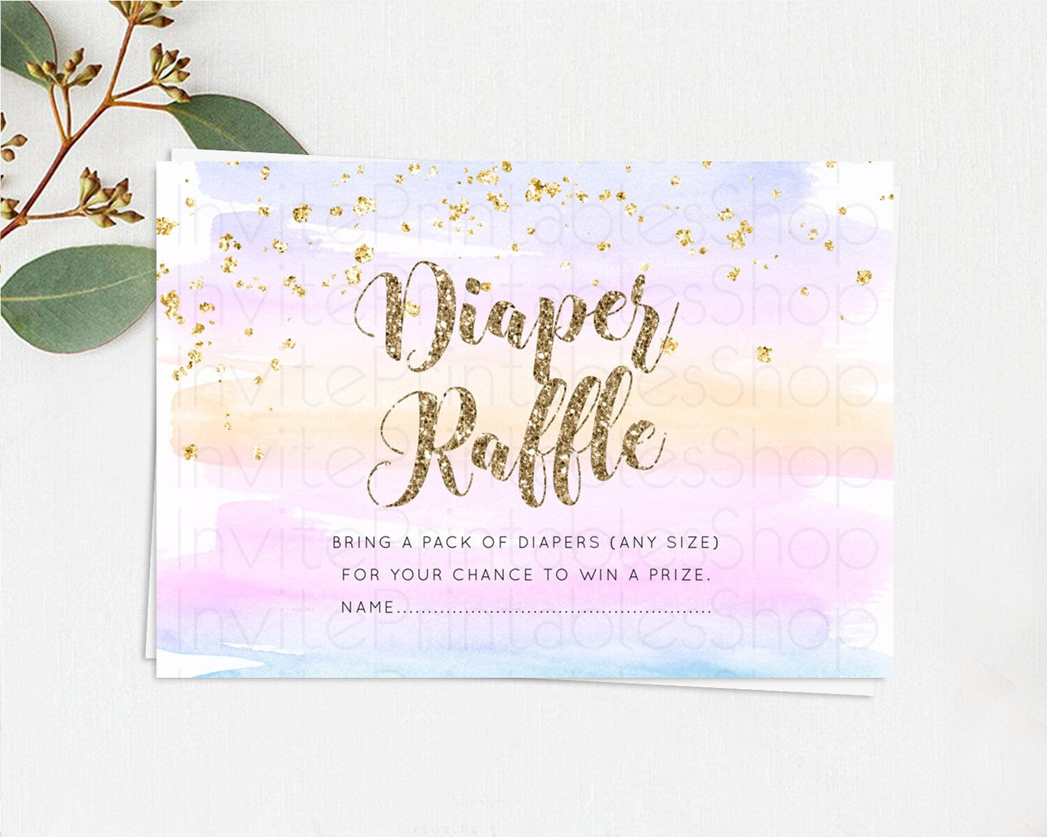 Editable Pastel Diaper Raffle Card Pastel Rainbow Diaper Raffle Insert Color