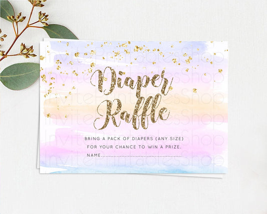 Editable Pastel Diaper Raffle Card Pastel Rainbow Diaper Raffle Insert Color