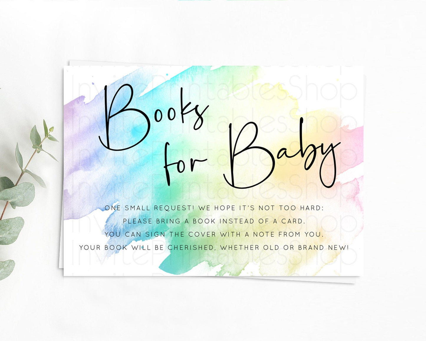Pastel Books For Baby Card Pastel Rainbow Book Insert Colorful Ombre Watercolor Book Card Confetti Glitter Baby Book Poem Request D10279