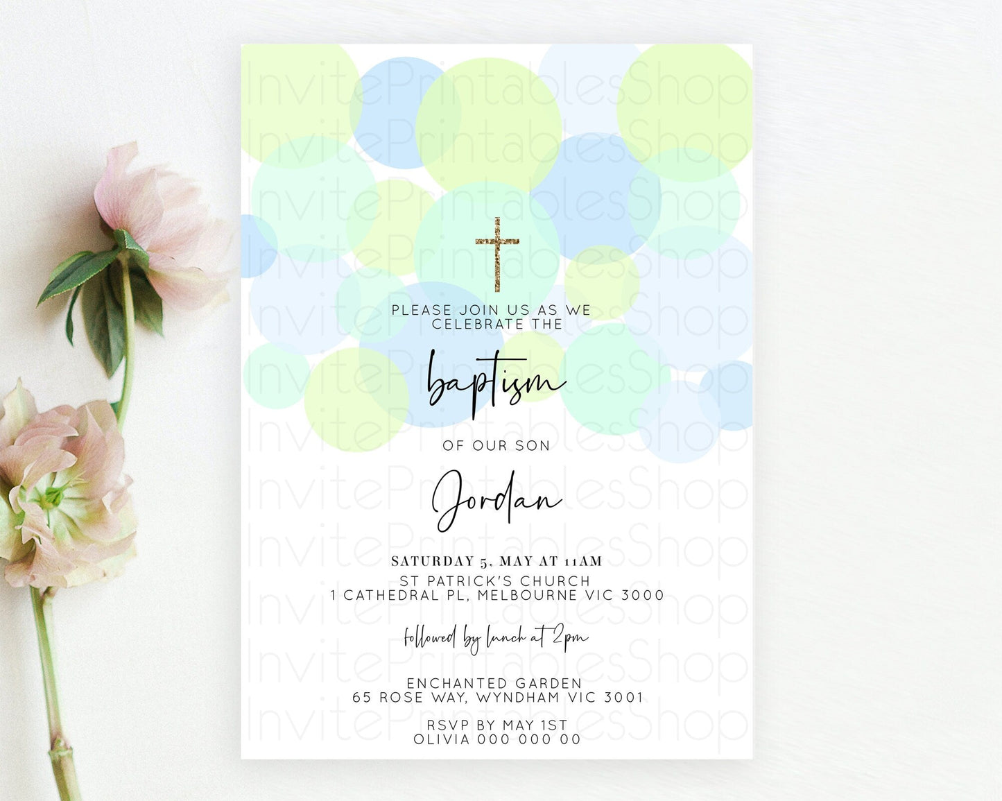 Pastel Baptism Invitation Blue Confetti Baptism 1st Birthday Invitation Confetti Bubbles Christening Invitation Holy Communion D10227