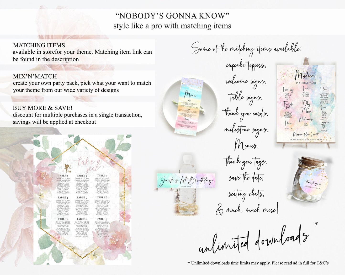 Fairy Seating Chart Pastel Fairy Seating Chart Fairy Tea Party Fairy Garden Seating Sign Enchanted Garden Floral Butterfly Decor D10965