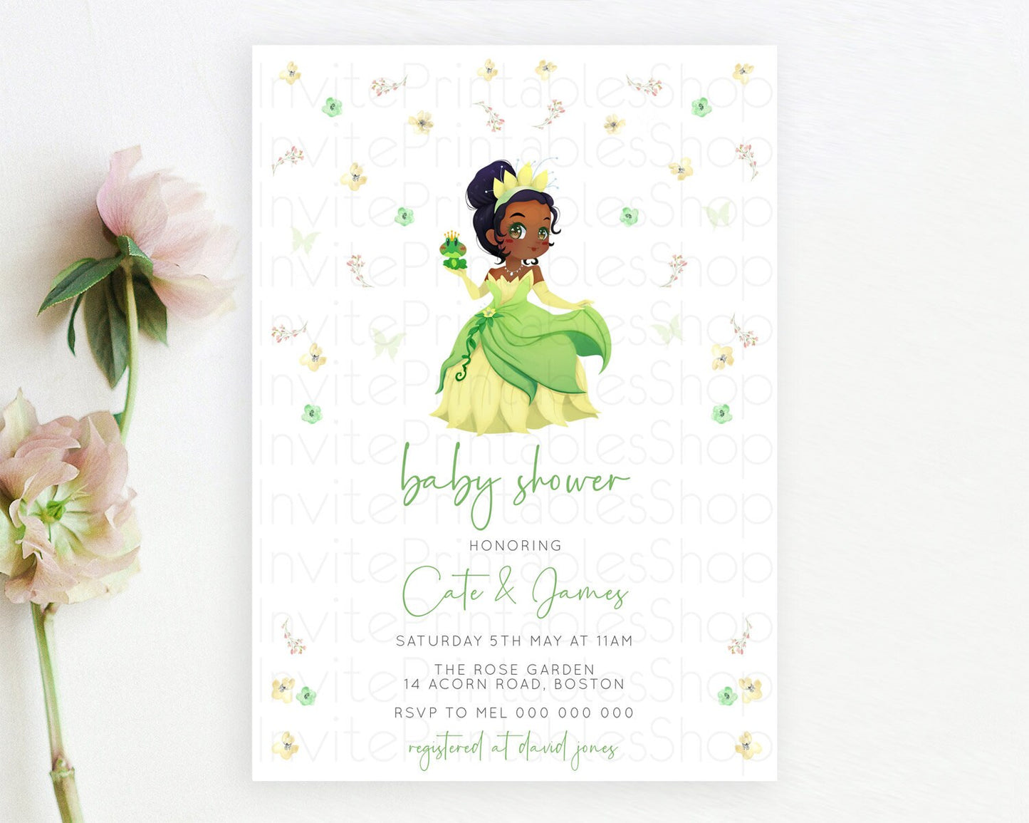 Editable Princess Baby Shower Invitation, Enchanted Garden, Secret Garden, F