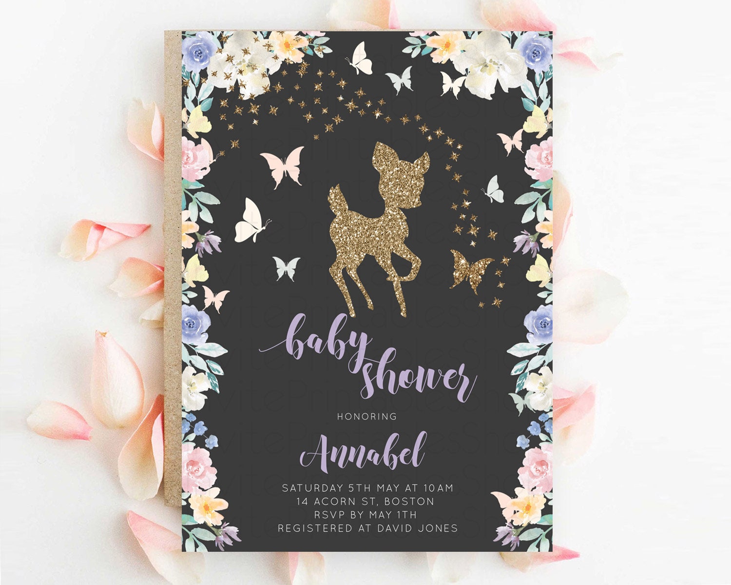 Editable Fawn Baby Shower Invitation Deer Baby Shower Invites Enchanted Fore