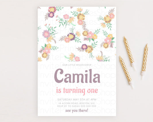 Editable Secret Garden Invitation Wildflower Birthday Invitation Pastel Flow