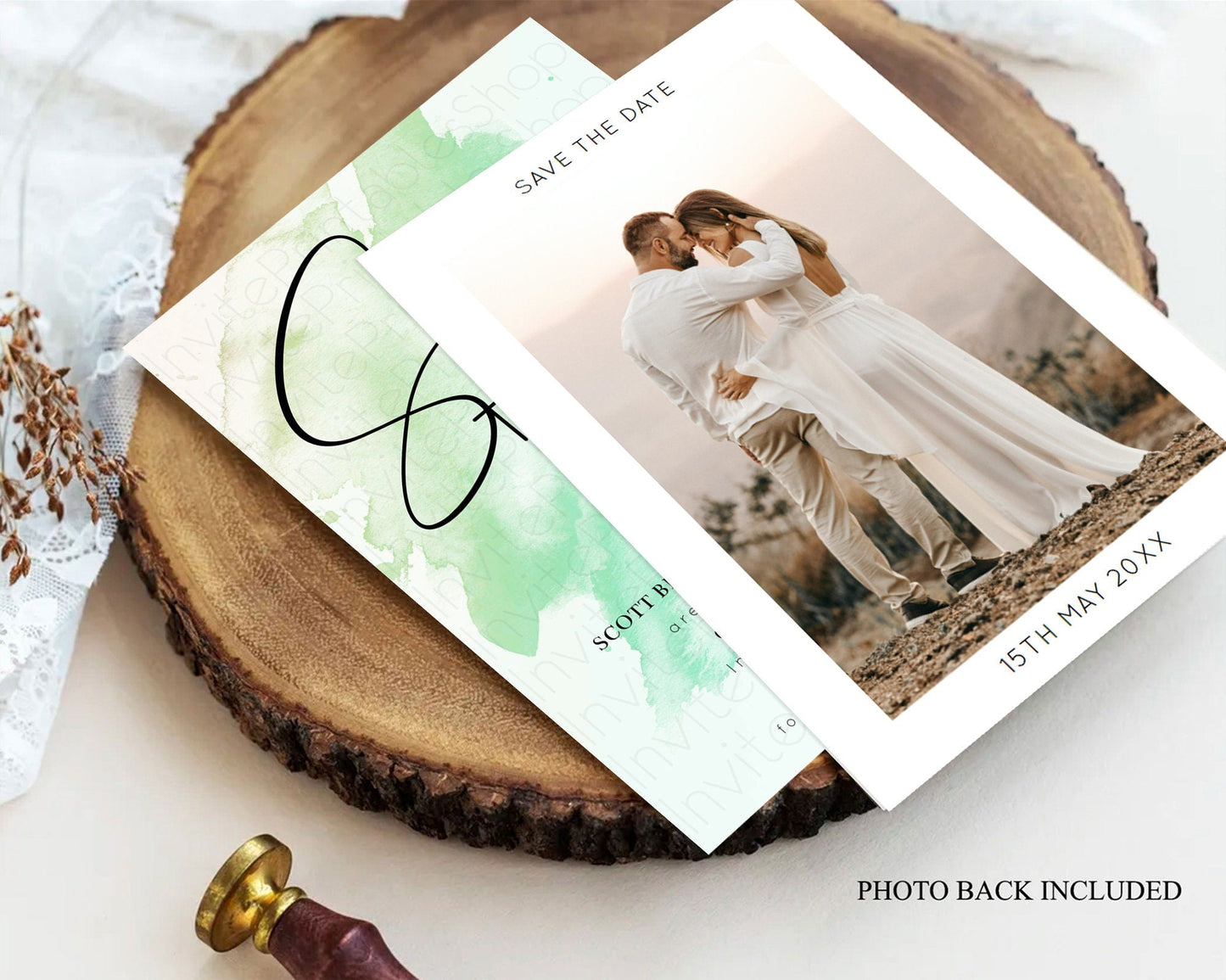 Green Watercolor Save The Date Template Ombre Green Watercolor Splash Party 1st Birthday Baby Shower Wedding Baptism Bridal Shower D10166