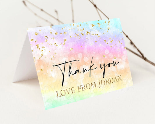 Pastel Thank You Rainbow Thank You Card Colorful Pastel Birthday Thank You Card Confetti Watercolor Pastel Teacher Thank You Cards D10647