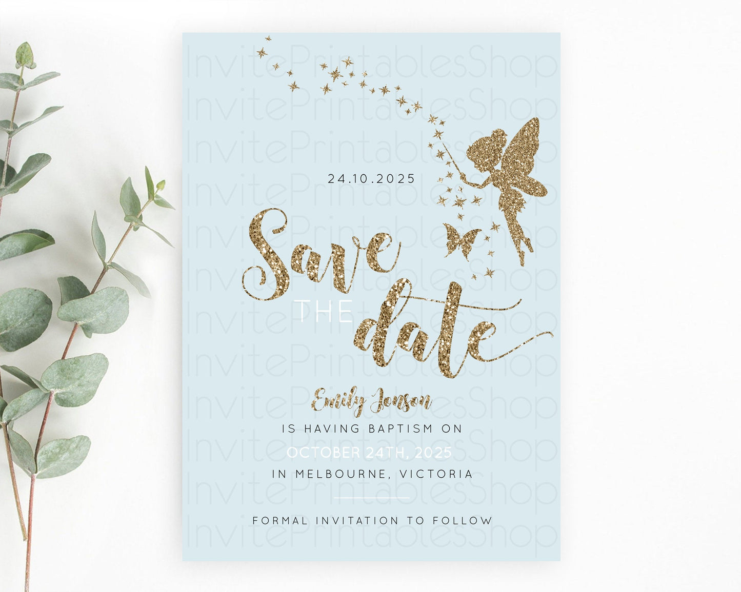 Fairy Save The Date Template Enchanted Garden Pastel Floral Butterfly Party Secret Garden Birthday Baptism Baby Shower Bridal Shower D10907