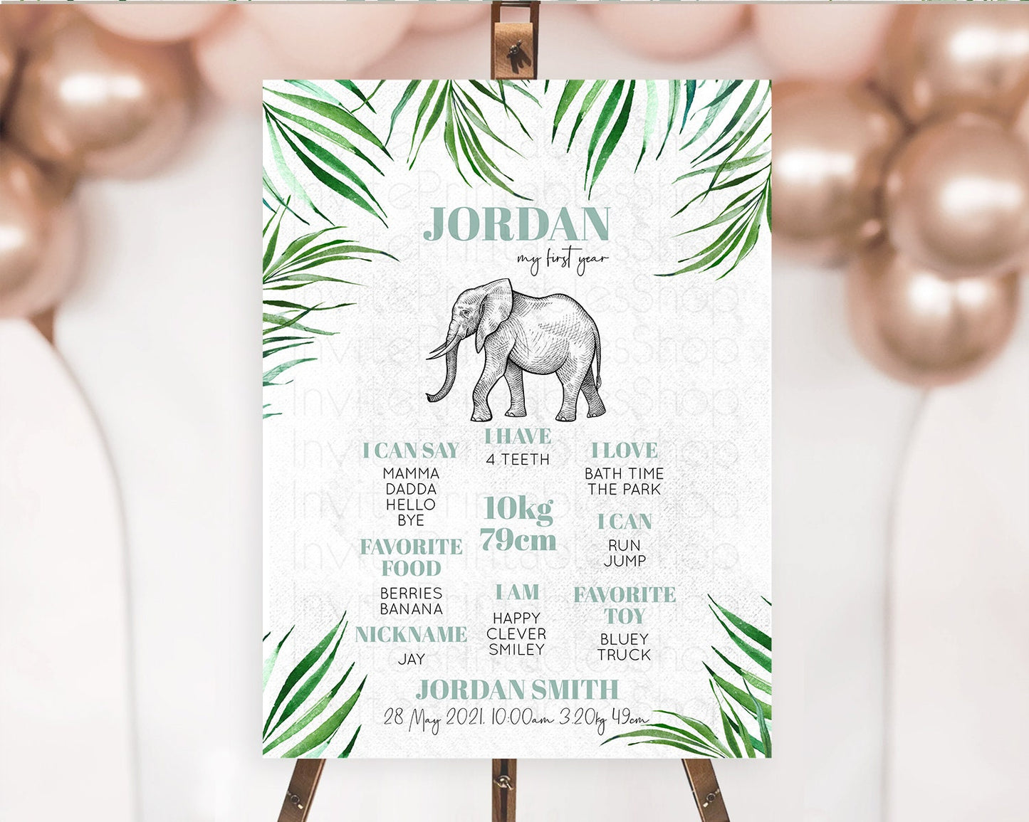 Elephant First Birthday Milestone Board Elephant Milestone Poster One Wild Year Safari Adventure Elephant Zoo Birthday Welcome Sign D10850