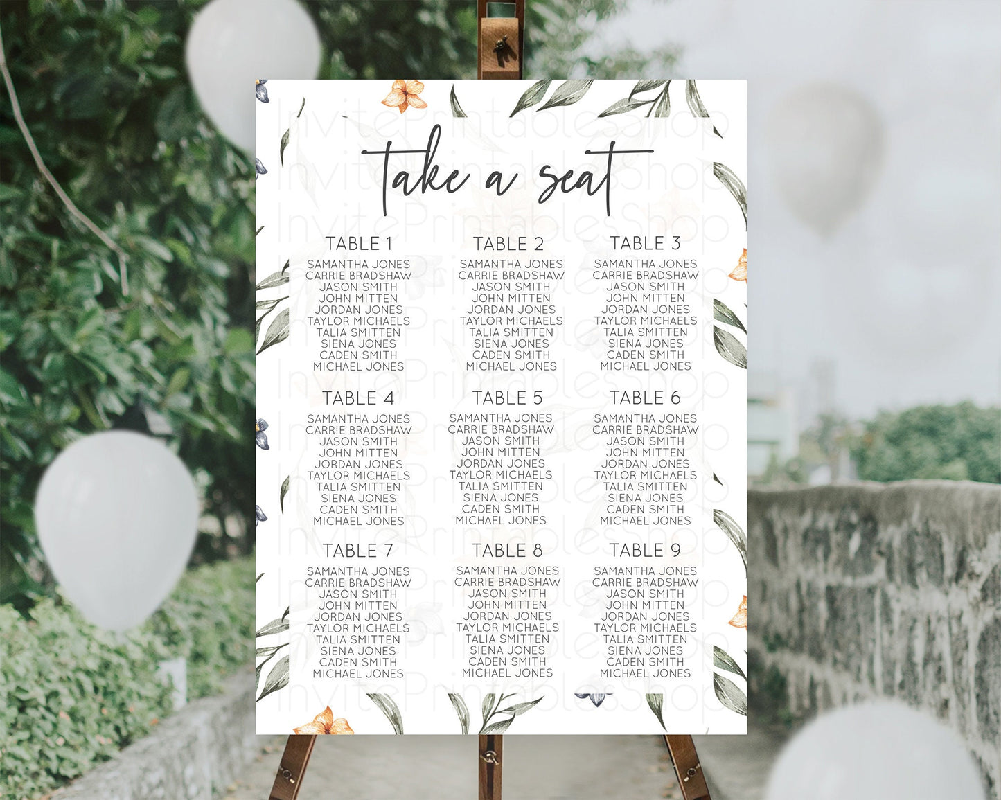 Green Leaf Seating Chart Leave Seating Chart Simple Greenery Seating Sign Eucalyptus Fern Spray Leaves Minimal Leaf Watercolour D10544