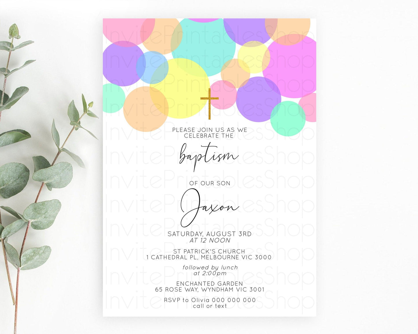 Pastel Baptism Invitation Pastel Confetti Baptism 1st Birthday Invitation Colorful Rainbow Confetti Bubbles Christening Invitation D10888