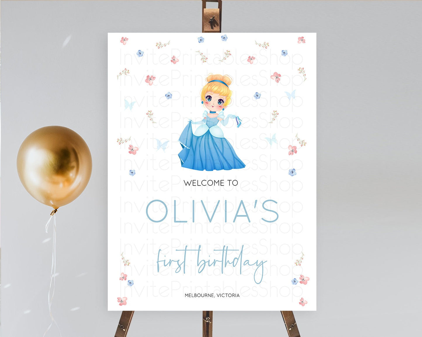 Princess Birthday Welcome Sign Castle Welcome Board Secret Garden Enchanted Castle Pastel Floral Garden First Birthday Welcome Sign D10354