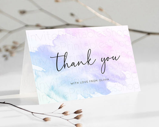 Purple Thank You Purple Watercolor Thank You Card Pastel Purple Card Template Watercolor Splash Cards Teacher Thank You Cards D10165