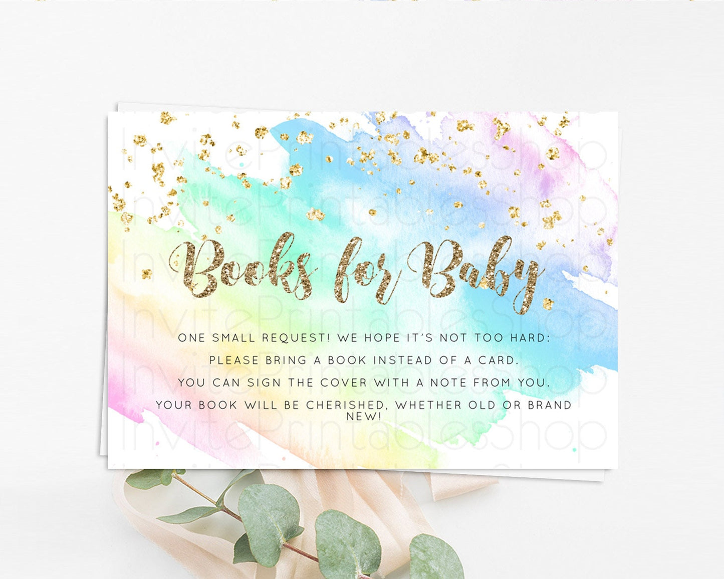 Pastel Books For Baby Card Pastel Rainbow Book Insert Colorful Ombre Watercolor Book Card Confetti Glitter Baby Book Poem Request D10637