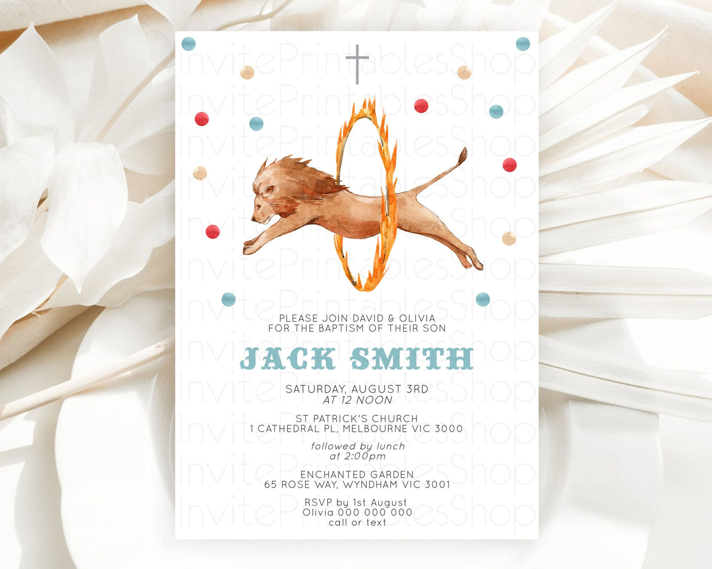 Circus Baptism Invitation Carnival Baptism 1st Birthday Invitation Clown Circus Lion Christening Invitation Circus Tent Elephant D10523