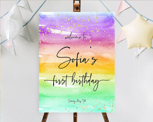 Editable Pastel Welcome Sign Pastel Rainbow Welcome Sign Colorful Rainbow Co
