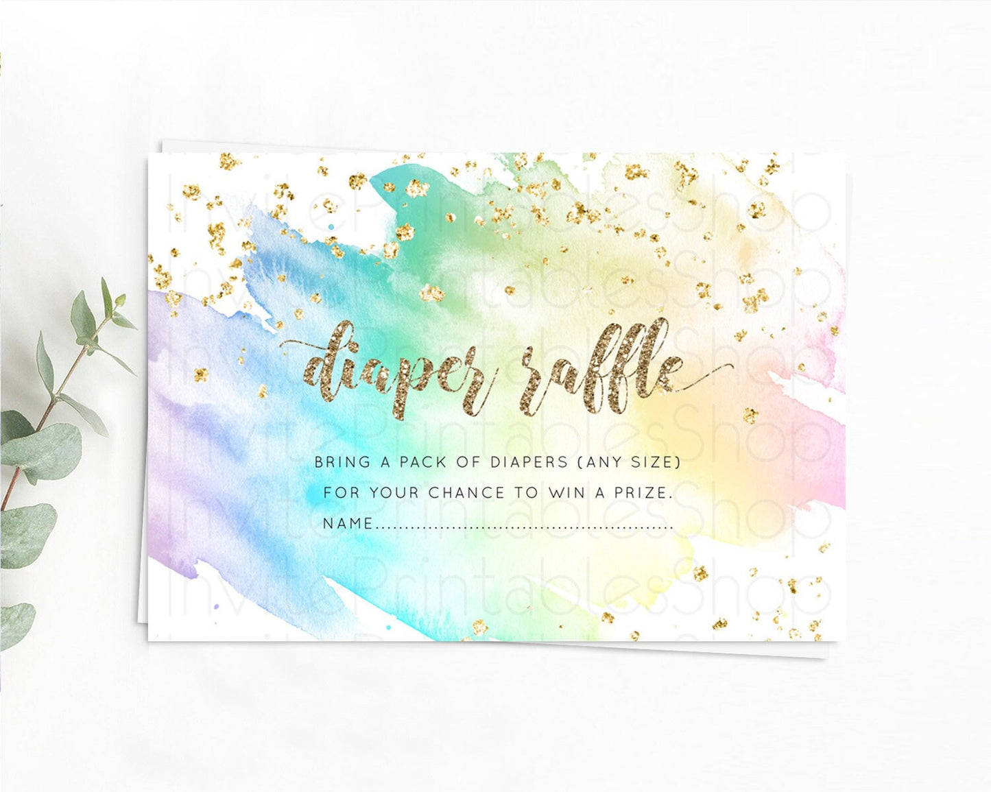 Editable Pastel Diaper Raffle Card Pastel Rainbow Diaper Raffle Insert Color