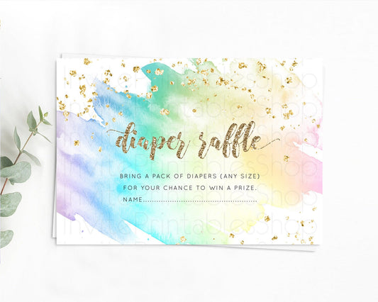 Editable Pastel Diaper Raffle Card Pastel Rainbow Diaper Raffle Insert Color
