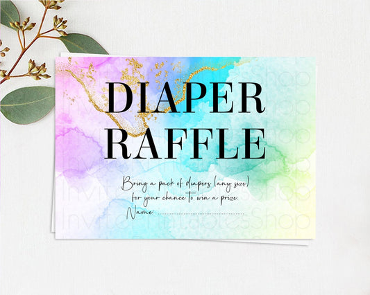 Editable Pastel Diaper Raffle Card Pastel Rainbow Diaper Raffle Insert Color