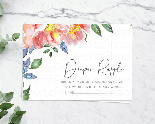 Editable Secret Garden Diaper Raffle Card Boho Wildflower Diaper Raffle Inse