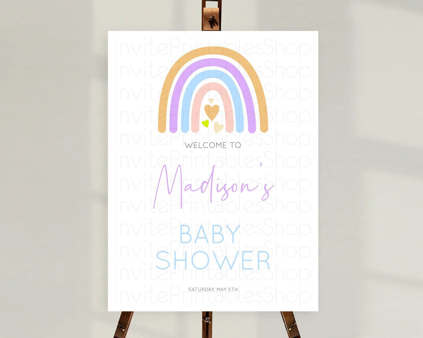 Pastel Rainbow Baby Shower Welcome Sign Boho Rainbow Welcome Board Rainbow Welcome Sign Pastel Welcome Decor Rainbow Welcome Sign D10238