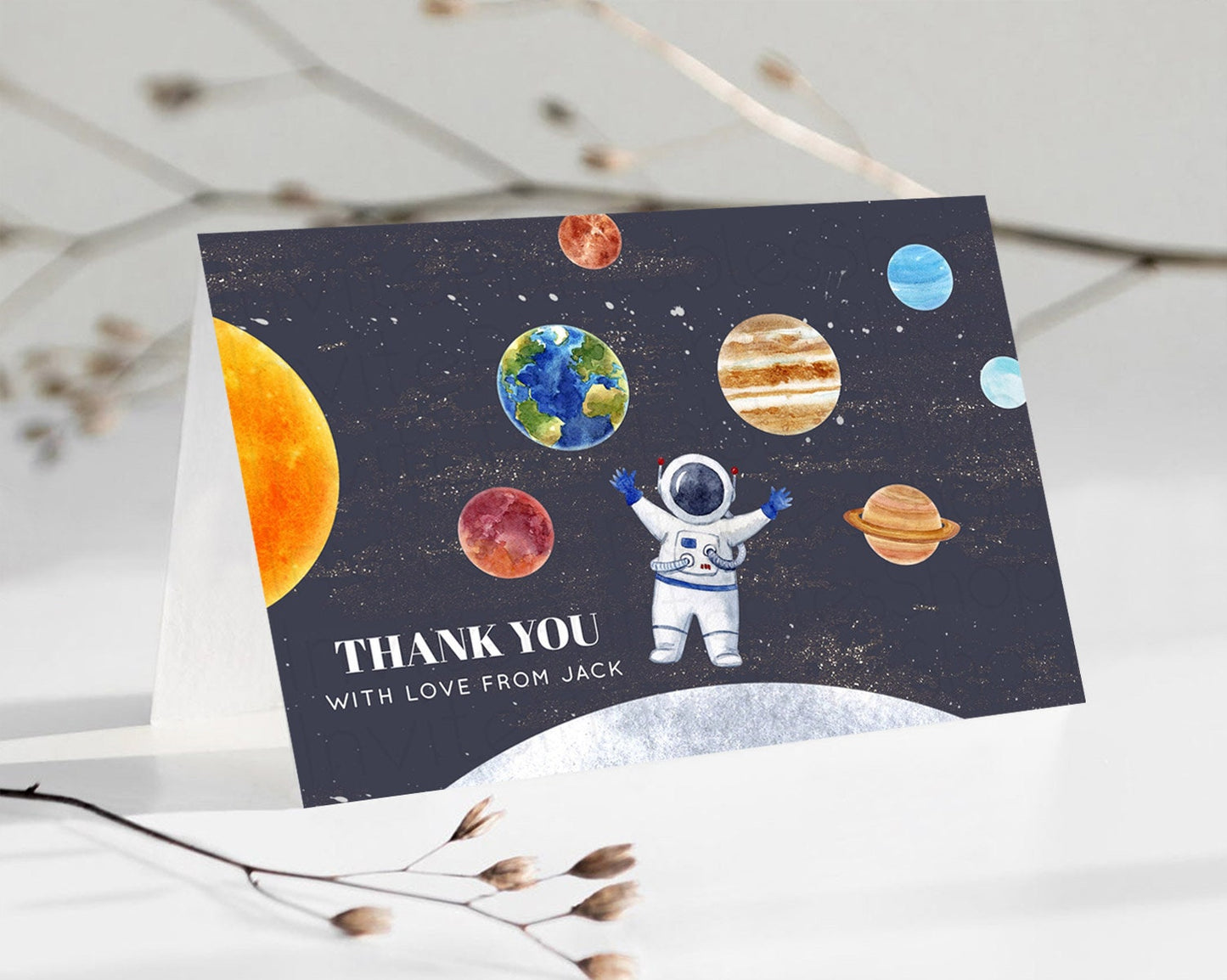 Space Thank You Space Thank You Card First Trip Around the Sun Thank You Card Planets Solar System First Birthday Thank You Cards D10430