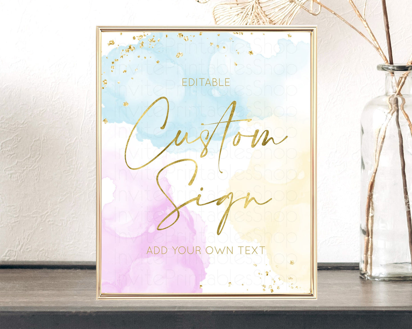 Pastel Rainbow Sign Cards Gift Sign Table Signs Diaper Sign Books Sign Food Sign Custom Sign Glitter Wedding Birthday Baby Shower 8x10 190V2