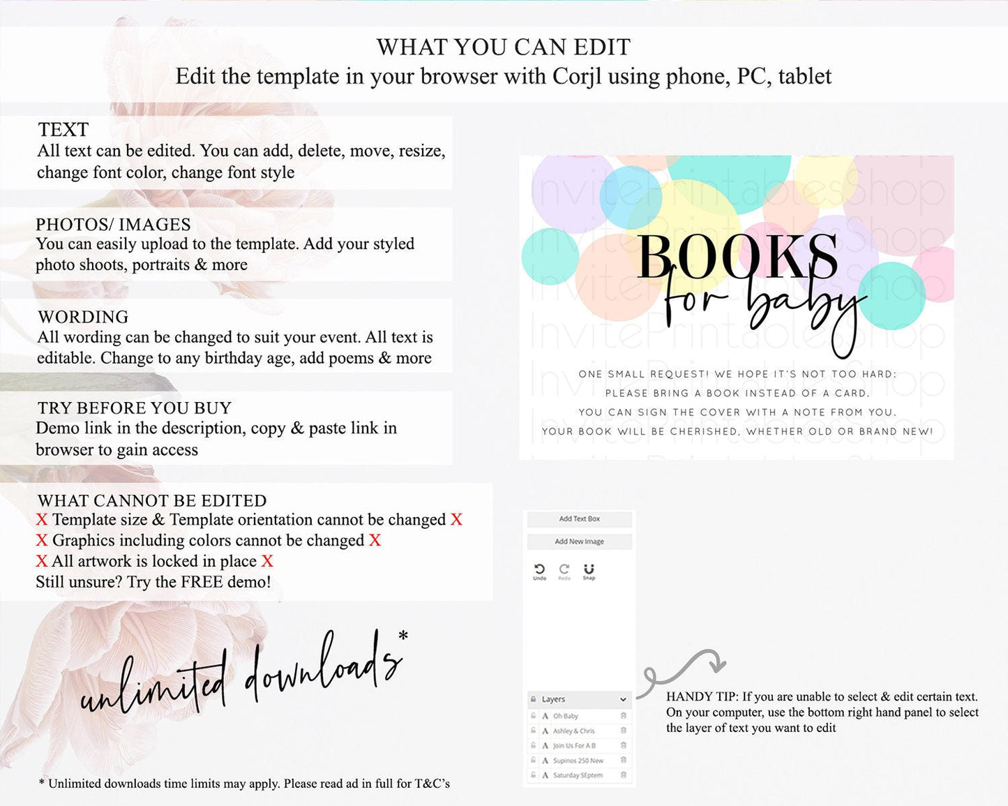 Rainbow Books For Baby Card Pastel Sprinkles Book Insert Pastel Rainbow Confetti Book Card Colorful Bubbles Pastel Book Poem Request D10223
