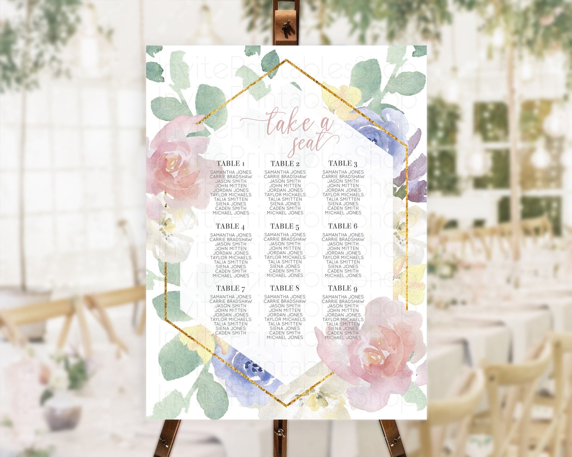 Editable Secret Garden Seating Chart Wildflower Seating Chart Pastel Flowers