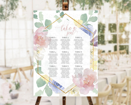 Editable Secret Garden Seating Chart Wildflower Seating Chart Pastel Flowers