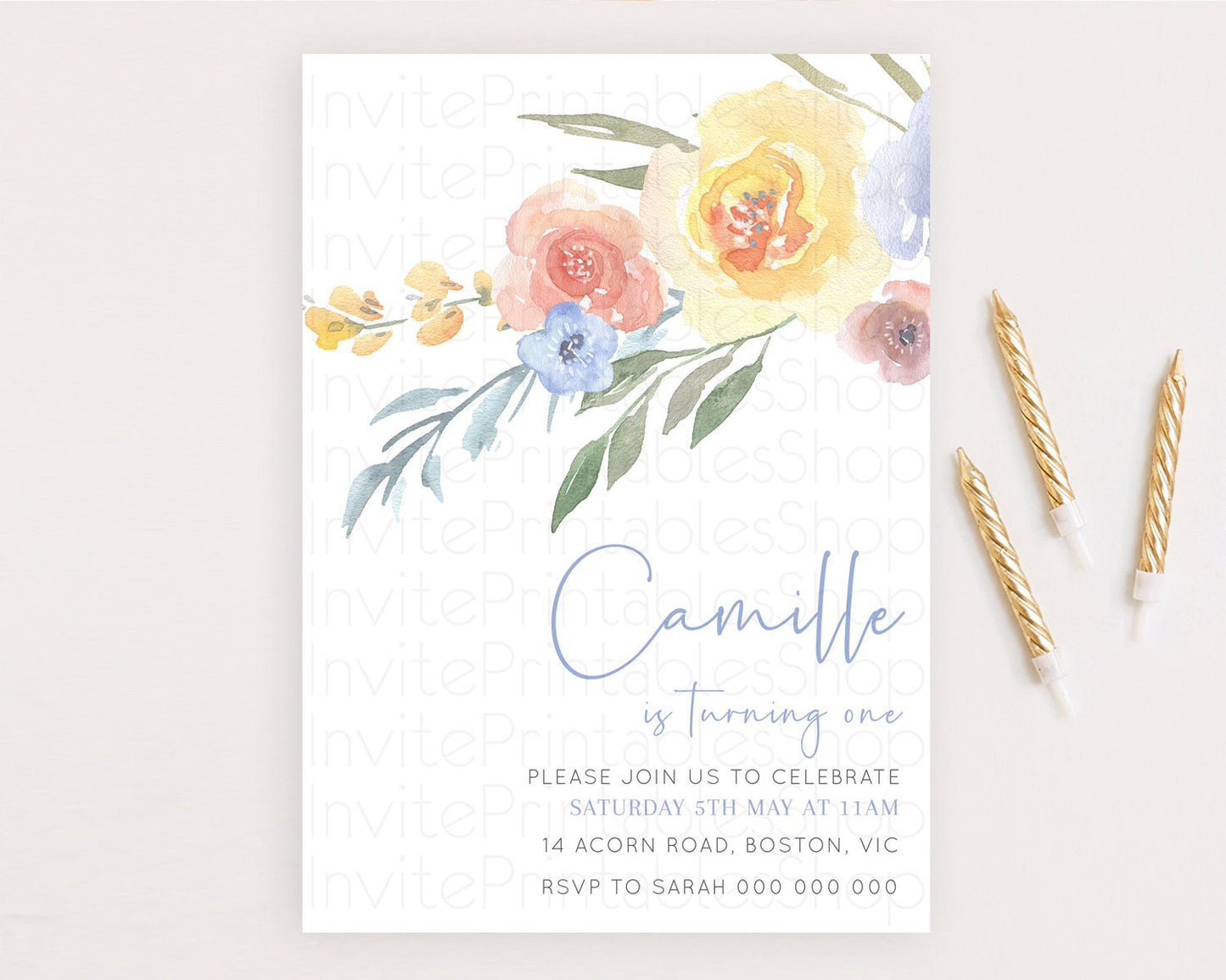 Secret Garden Invitation Wildflower Birthday Invitation Pastel Flowers Invite Enchanted Garden Boho Floral 3rd 2nd First Birthday D10186