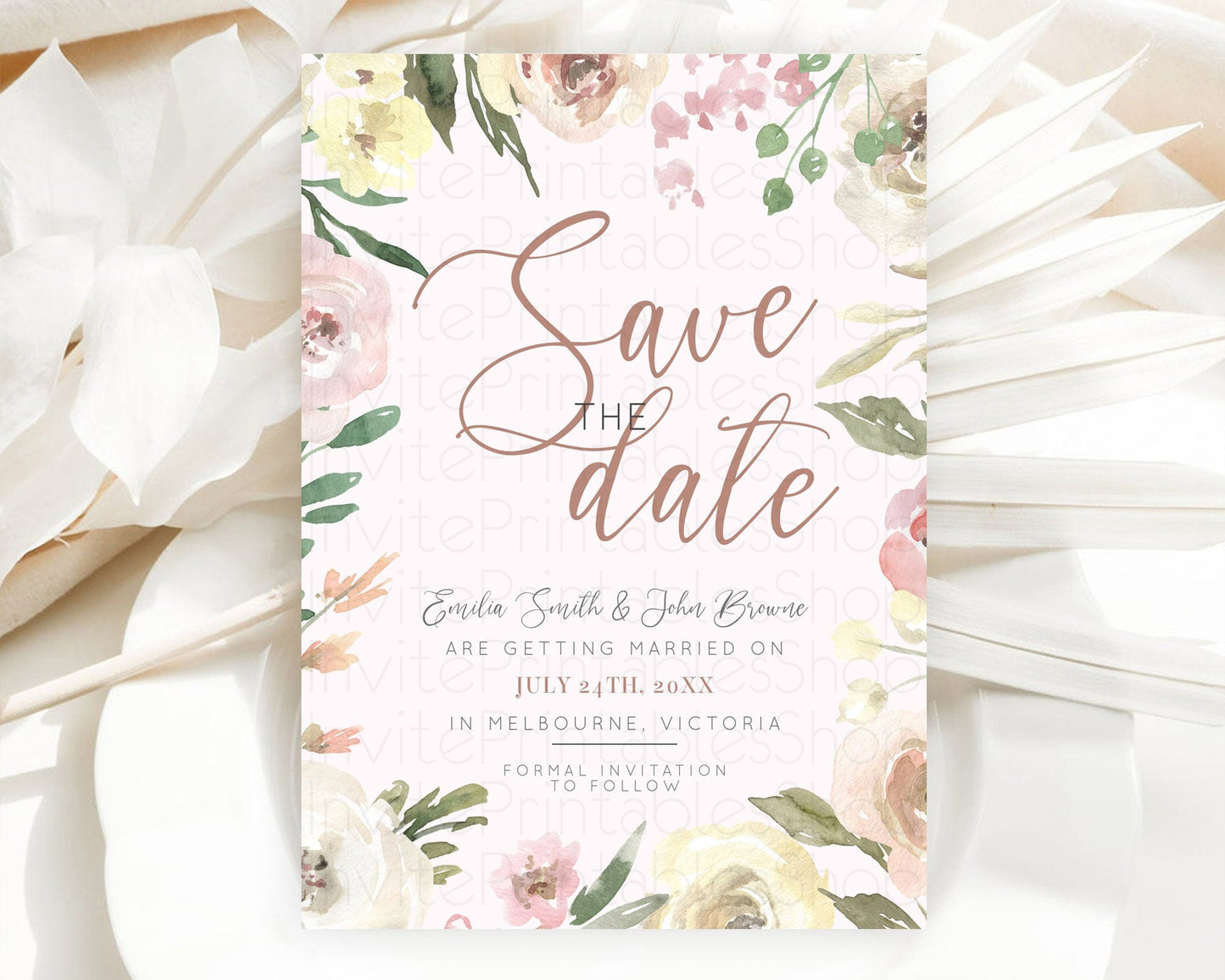 Wildflower Save The Date Template Secret Garden Save The Date Pastel Floral Garden Party Boho Flowers Birthday Baby Shower Wedding D10192