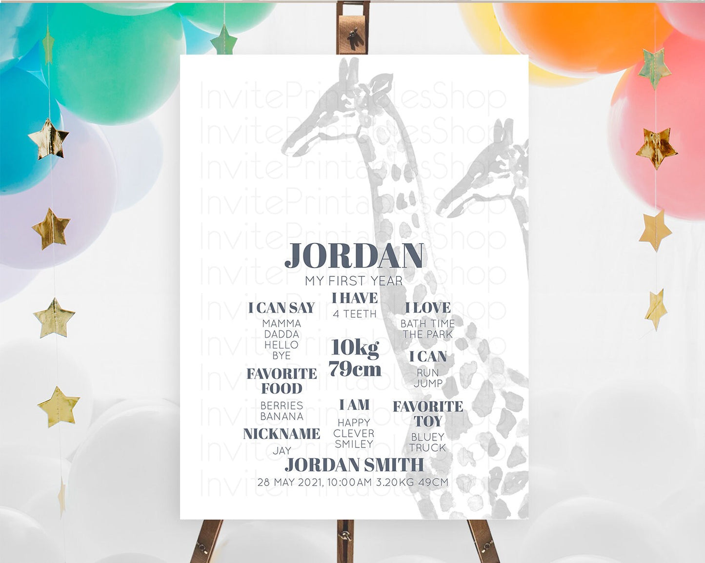 Giraffe First Birthday Milestone Board Giraffe Milestone Poster Giraffe Decor Safari Adventure Giraffe First Birthday Welcome Sign D10306