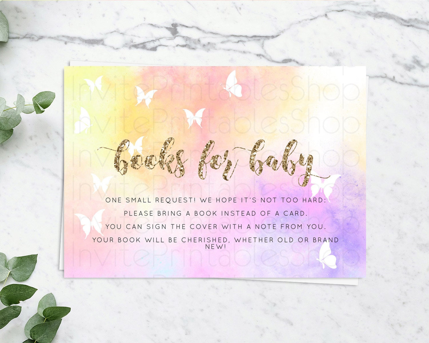 Pastel Books For Baby Card Pastel Rainbow Book Insert Colorful Ombre Watercolor Book Card Confetti Glitter Baby Book Poem Request D10435