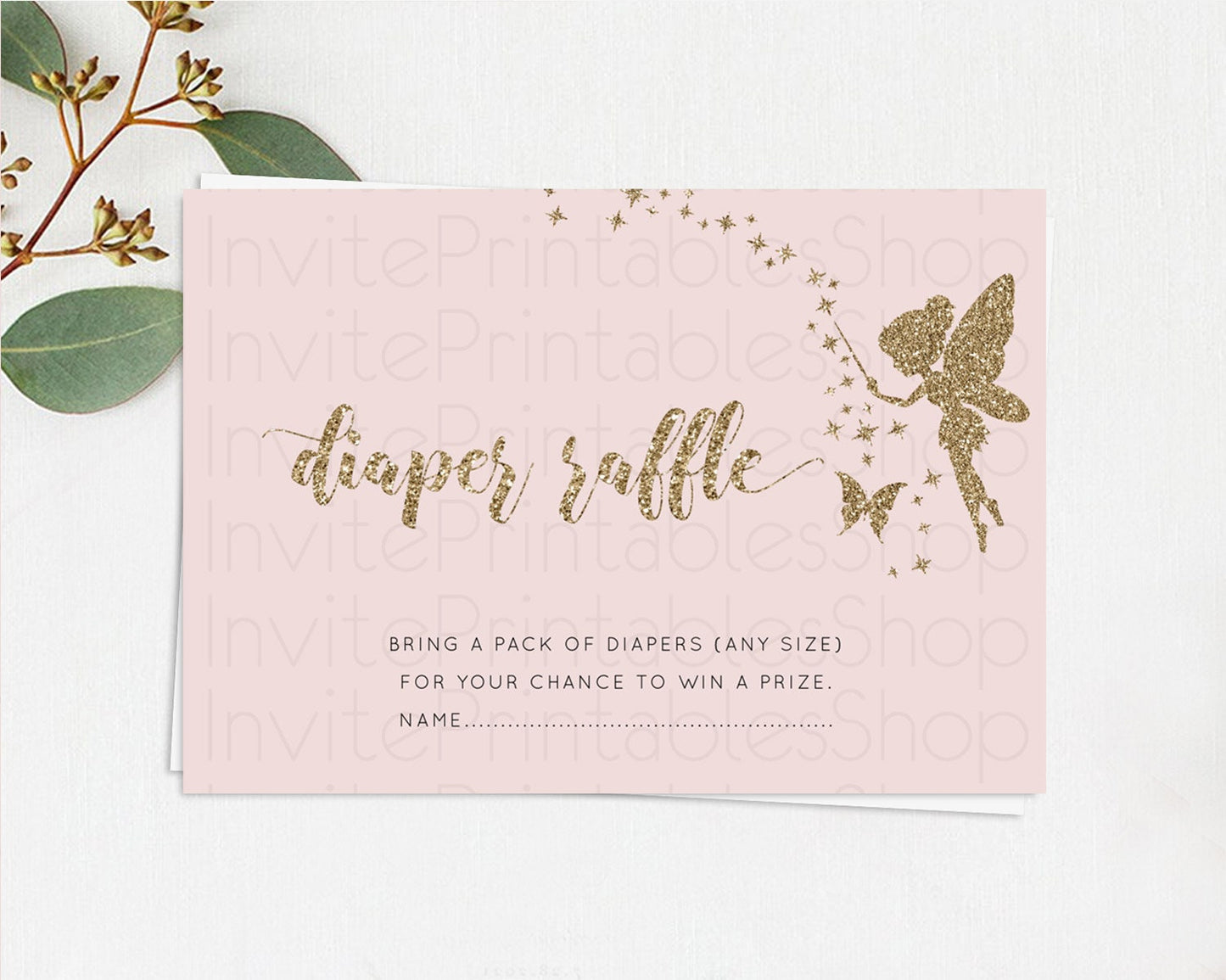 Fairy Diaper Raffle Card Fairy Diaper Insert Enchanted Garden Fairy Diaper Ticket Pastel Floral Butterfly Secret Garden Raffle Game D10899